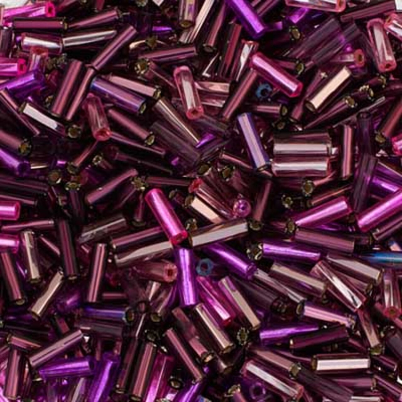 John Bead 500g Silver Lined Transparent Purple Pink Rainbow Czech Glass Twisted Bugle Seed Beads